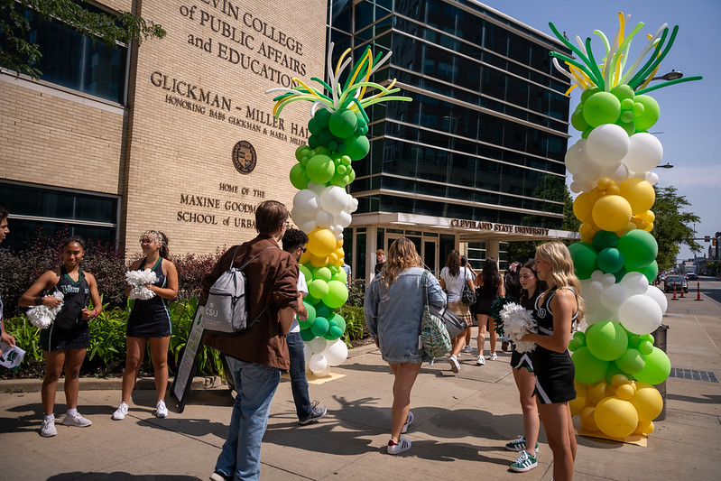 Students walking on campus