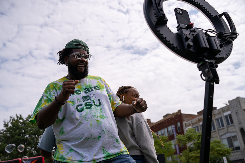CSU students filming a video at Vikes FEST
