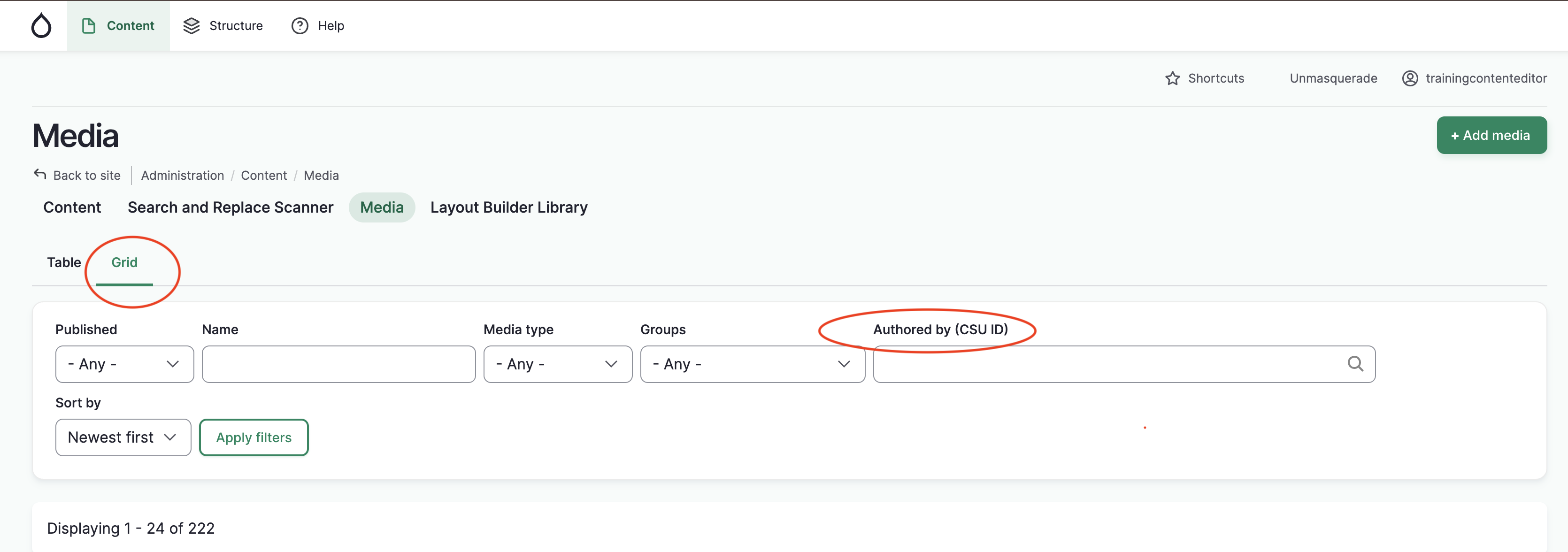 Make sure you are in Grid mode