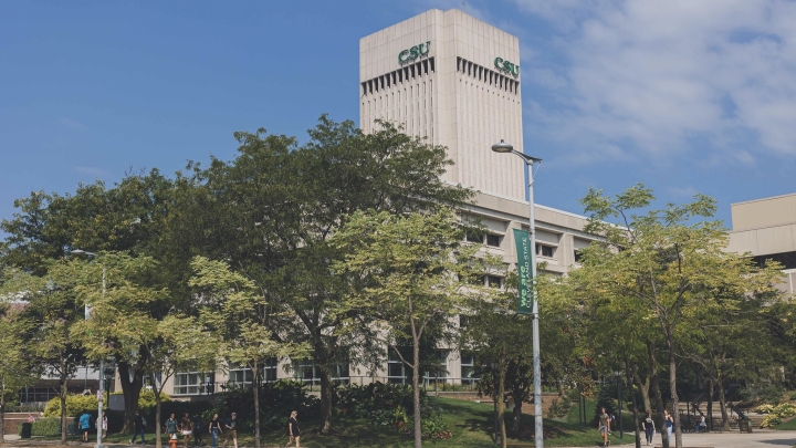 CSU campus and Rhodes Tower