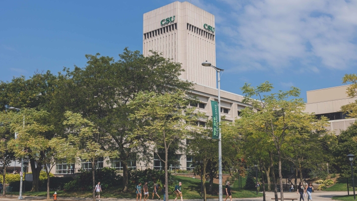 Rhodes Tower on the Cleveland State University Campus as seen from Euclid Avenue