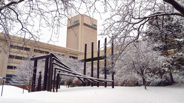 CSU campus in the snow