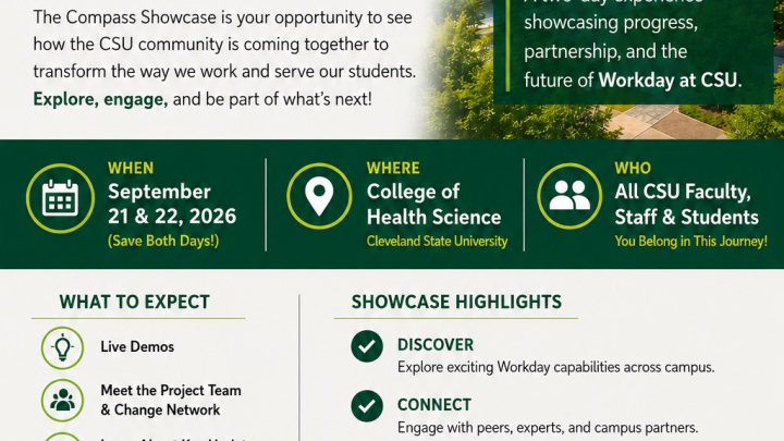 Informational flyer for the Compass showcase event in September 2026.