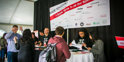 TEDxClevelandStateUniversity 2015 - Welcome Tables with the Sponsorship Sign