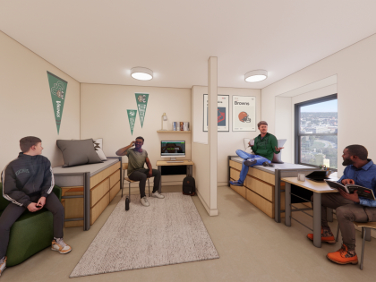 Fenn Tower Rendering of Renovated Residents' Bedroom