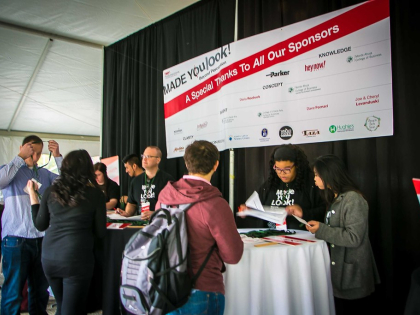 TEDxClevelandStateUniversity 2015 - Welcome Tables with the Sponsorship Sign