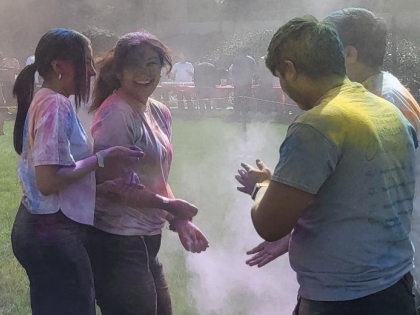 Students at Holi event