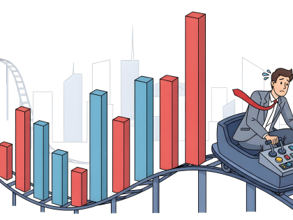 Illustration of an image showing a man on a roller coaster.
