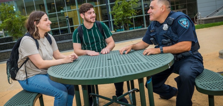 Officer with Students